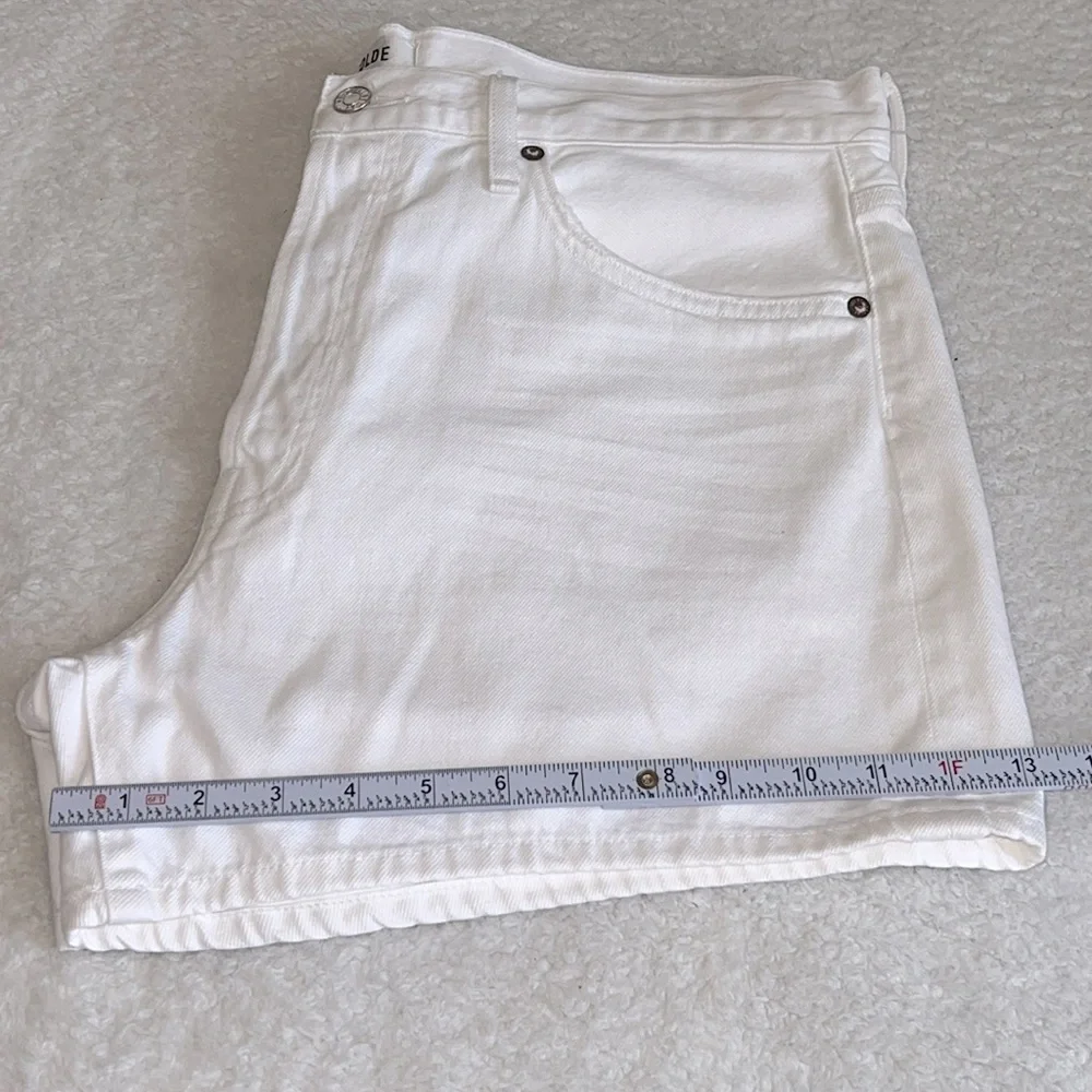 Agolde Parker Long Short High Rise Denim Shorts White Dough Size 32 NWT‎